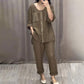 Sequined Round Neck Mid-sleeve Two-piece Suit