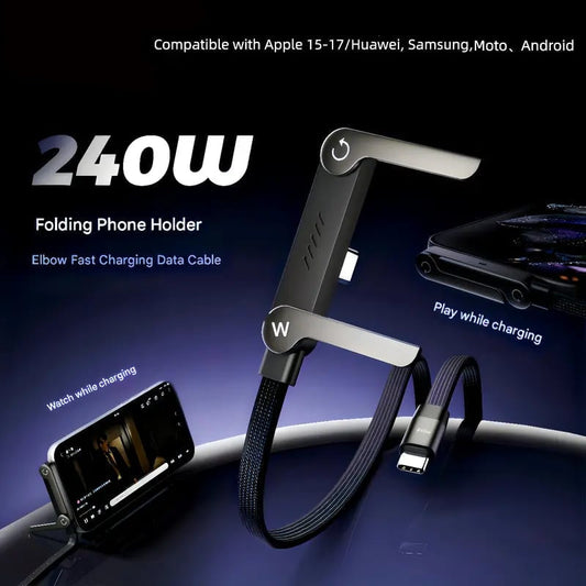 ⚡Last Day Special Price £12.99!!!⚡ Invisible Holder Charger Cable with Stand – Hidden Bracket Design, Fast Charging Support, Tangle-Free & Durable 📱