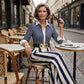 🥳SUMMER HOT SALE🥳💞50K+ SOLD!💥50% OFF! 🔥 Women's Striped Shirt & Wide-Leg Pants 2-Piece Set