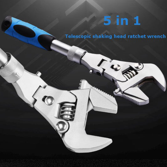 ⏳5 In 1 Telescopic Shaking Head Ratchet Wrench