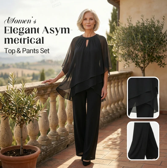 ✨Women's Elegant Asymmetrical Top & Pants Set