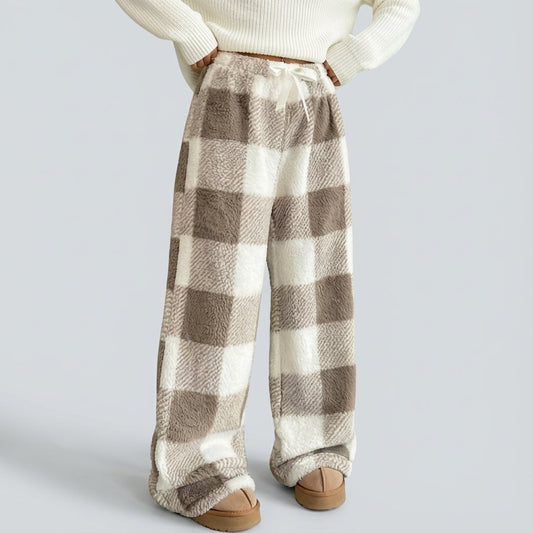 🎅LAST DAY SALE 50% OFF🔥Winter Vintage Plaid Elastic Straight Loose Thick Warm Casual Pants