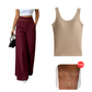 ⌛Limited-Time Offer🛍️Women's High-Waisted, Highly Stretchy Wide-Leg Pants with Contrast-Color Piping💯High quality