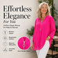 Double-Layer V-neck Zipper 3/4 Sleeves Soft Tops