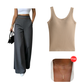 ⌛Limited-Time Offer🛍️Women's High-Waisted, Highly Stretchy Wide-Leg Pants with Contrast-Color Piping💯High quality