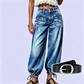 ✨ Flattering Denim Style | Women's High-Waisted Adjustable-Hem Barrel Jeans