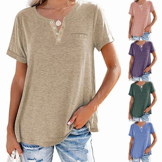 🌈 Fashion Solid Color Pocket Short Sleeve T-Shirt - Summer New Style