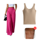 ⌛Limited-Time Offer🛍️Women's High-Waisted, Highly Stretchy Wide-Leg Pants with Contrast-Color Piping💯High quality