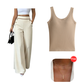 ⌛Limited-Time Offer🛍️Women's High-Waisted, Highly Stretchy Wide-Leg Pants with Contrast-Color Piping💯High quality