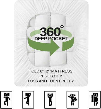 ✨50% OFF!! 💚🛌Premium Viscose Made from Bamboo Twin Size Mattress Topper for Back Pain,1200 GSM Quilted Fitted Extra Thick Mattress Pad,Pillow Top Mattress Cover🌸