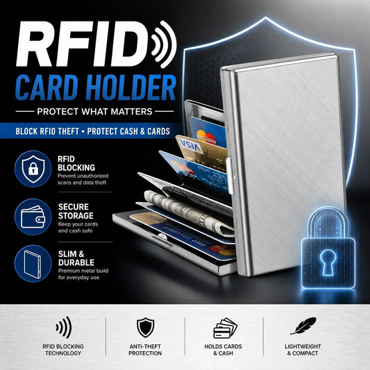 💰 Price Drop! RFID-blocking card holder – stainless steel, slim design, 3 capacities. 📇✨