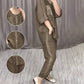 Sequined Round Neck Mid-sleeve Two-piece Suit