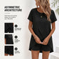 Women's Solid Color Irregular Top & Shorts Two Piece Set
