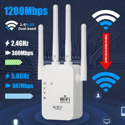 🎁Last day—50% OFF !🔥 2026 WiFi amplifier – 1200 Mbit/s, dual band (5 GHz / 2.4 GHz) 📶 Maximum signal amplification – stable connection throughout your home!