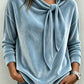 🌸Hot Sale 50% OFF!✨Fall Women Velvet Bow Tie Neck Long Sleeve Top