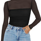 🎉Women's Sparkle Mesh Sheer Long Sleeve Ruched Top🌸
