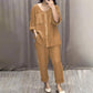 Sequined Round Neck Mid-sleeve Two-piece Suit