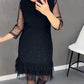 ✨ Flattering Elegance | Women's Rhinestone Round-Neck Midi Dress