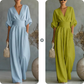 🔥Hot Sale 50% OFF🌸Women's V-Neck High Waist Wide Leg Jumpsuit