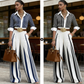 🥳SUMMER HOT SALE🥳💞50K+ SOLD!💥50% OFF! 🔥 Women's Striped Shirt & Wide-Leg Pants 2-Piece Set