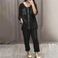 Sequined Round Neck Mid-sleeve Two-piece Suit