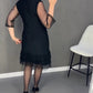 ✨ Flattering Elegance | Women's Rhinestone Round-Neck Midi Dress