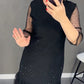 ✨ Flattering Elegance | Women's Rhinestone Round-Neck Midi Dress