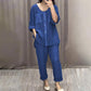 Sequined Round Neck Mid-sleeve Two-piece Suit