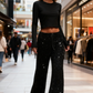 🔥Limited-time offer-Women's Sequin Sparkle Wide Leg Pants with Elastic Waistband