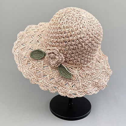 🎉New Arrival👒Elegant Crochet Straw Hat with Ruffle Detail