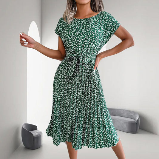 🎁2024 Summer New Products🎁Women's Casual Short-sleeved Floral Pleated Dress