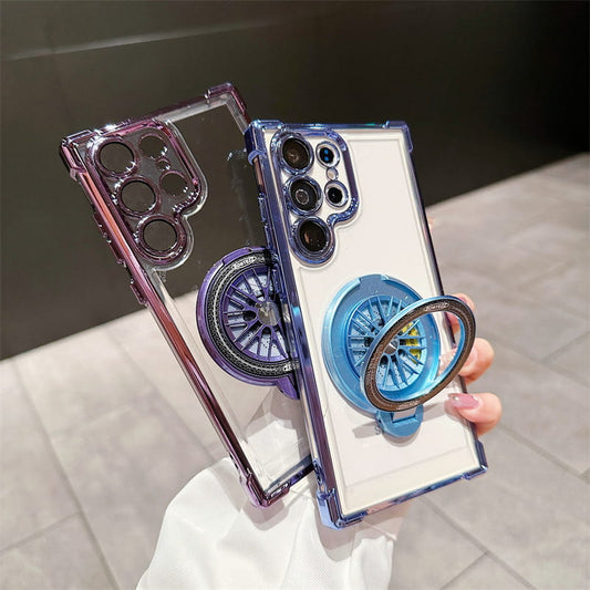 Gyroscope Transparent Phone Case With  Magnetic Bracket for Samsung S22/S23/S24