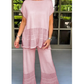 Women’s Solid Color Two-Piece Short Sleeve Top & Pants Set