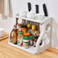 Multi-purpose Double-Layer Kitchen Shelves with Knife Hole
