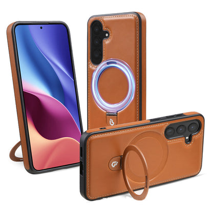 Artificial Leather Phone Case with Magnetic Folding Stand for Samsung