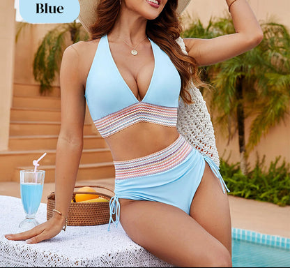 💃Vacation Sale 49% OFF💃Tummy Control Color Block Bikini Set