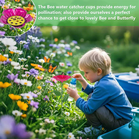 Bee and Butterfly Water Feeder with Flower Design