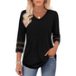 ✨2026 New Style👚Women’s Solid Casual V-Neck Top with 3/4 Sleeves