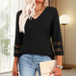 ✨2026 New Style👚Women’s Solid Casual V-Neck Top with 3/4 Sleeves