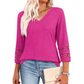 ✨2026 New Style👚Women’s Solid Casual V-Neck Top with 3/4 Sleeves