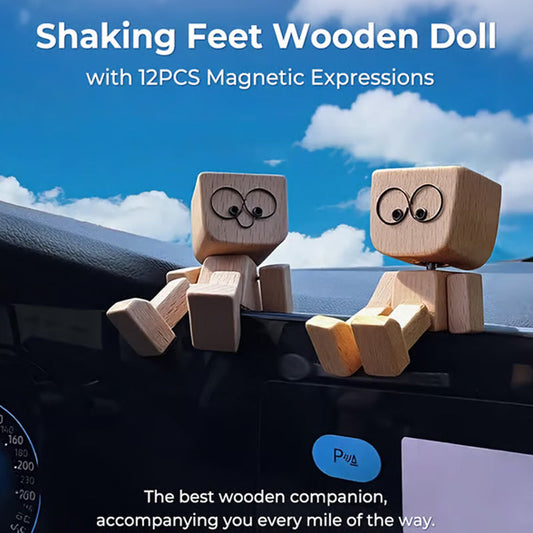 Charming Little Wooden Figure That Sways with 12PCS Expressions
