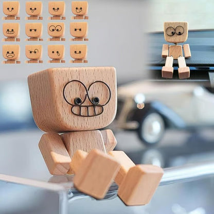 Charming Little Wooden Figure That Sways with 12PCS Expressions