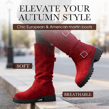 👢 Pull On & Go | Women's Slouchy Faux Suede Mid-Calf Boots⚡ Free shipping