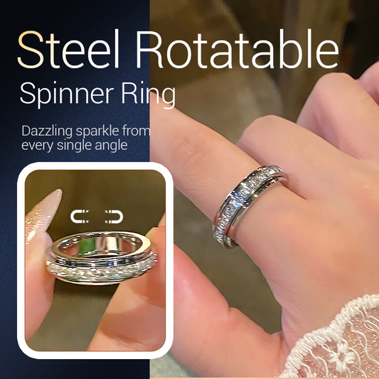 💖Black Friday Mega Offer - 50% off!💖Titanium steel rotating spinner ring with cubic zirconia💖
