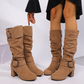 👢Women's Suede Mid-Calf Boots with Buckle Detail