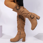 👢Women's Suede Mid-Calf Boots with Buckle Detail