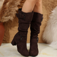 👢Women's Suede Mid-Calf Boots with Buckle Detail