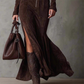 🌸Hot Sale 50% OFF💖Long Sleeve Faux Suede Zipper Maxi Dress