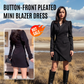 💕👗Button-Front Pleated Mini Blazer Dress
