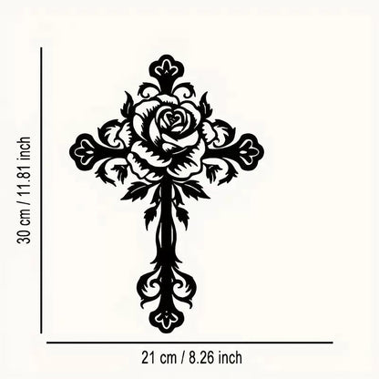 ✝️🌹Elegant Rose Cross Metal Wall Decoration